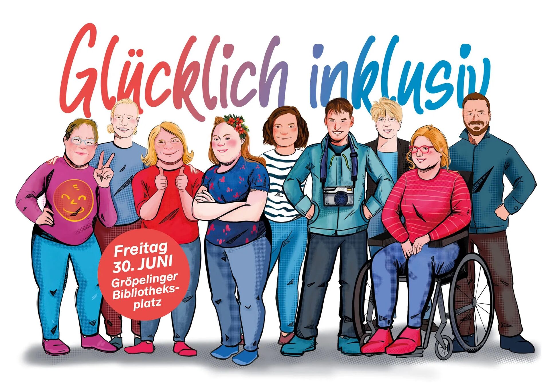 Teaserbild Illustration für Glücklich Inklusiv 2023